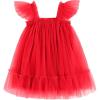 Arshiner Toddler Tulle Dress for Girls Layered Tutu Ruffle Dresses Swing Twirly Fairy Summer Birthday Party Wedding Sundress(Red)