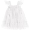 Arshiner Toddler Tulle Dress for Girls Layered Tutu Ruffle Dresses Swing Twirly Fairy Summer Birthday Party Wedding Sundress(White)