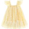 Arshiner Toddler Tulle Dress for Girls Layered Tutu Ruffle Dresses Swing Twirly Fairy Summer Birthday Party Wedding Sundress(Yellow Floral)