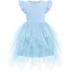 Arshiner Toddler Tutu Dress Little Girls Irregular Tulle Princess Birthday Party Formal Dresses(Light Blue)