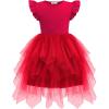 Arshiner Toddler Tutu Dress Little Girls Irregular Tulle Princess Birthday Party Formal Dresses(Red)