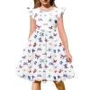 Arshiner Tween Girls Summer Bubble Dress Ruffle Sleeve Casual Party Midi Dresses(Butterfly)