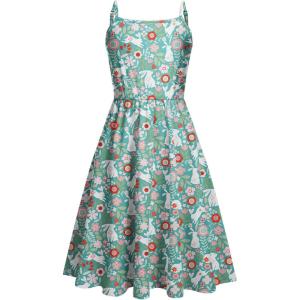 Arshiner Girl Summer Spaghetti Strap Casual Knee Length Cami Dresses for 4-12 Year(Rabbit)