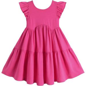Arshiner Toddler Dress Girls Backless Tiered Summer Dresses Cute Swing Beach Sundress with Pockets for 2-8Y(Hot Pink)