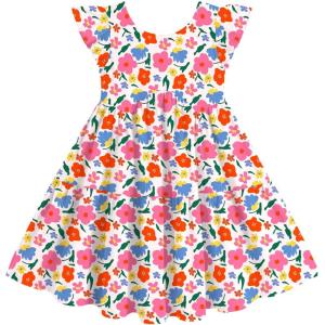 Arshiner Toddler Dress Girls Backless Tiered Summer Dresses Cute Swing Beach Sundress with Pockets for 2-8Y(White & Flower)