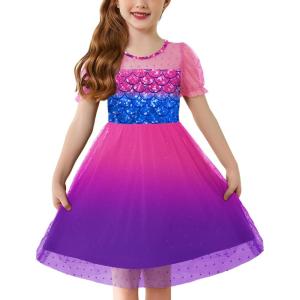 Arshiner Toddler Girls Tulle Summer Puff Sleeve Baby Girls Tutu Princess Party Casual Dress 2-6Y(Mermaid Gradient)