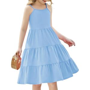 Arshiner Toddler Summer Cami Dress Boho Sundress Casual Sleeveless Dresses(Light Blue)