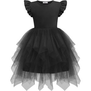 Arshiner Toddler Tutu Dress Little Girls Irregular Tulle Princess Birthday Party Formal Dresses(Black)