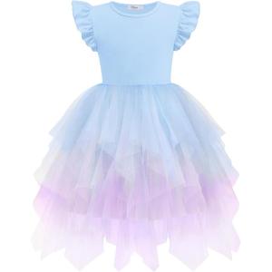 Arshiner Toddler Tutu Dress Little Girls Irregular Tulle Princess Birthday Party Formal Dresses(Gradient Blue)