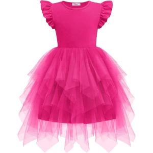 Arshiner Toddler Tutu Dress Little Girls Irregular Tulle Princess Birthday Party Formal Dresses(Hot Pink)