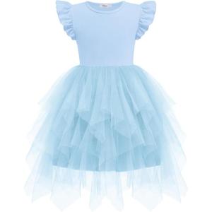 Arshiner Toddler Tutu Dress Little Girls Irregular Tulle Princess Birthday Party Formal Dresses(Light Blue)