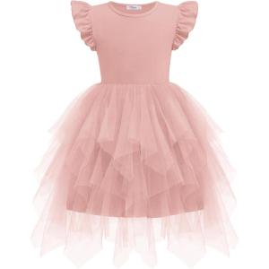 Arshiner Toddler Tutu Dress Little Girls Irregular Tulle Princess Birthday Party Formal Dresses(Pink)