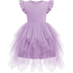 Arshiner Toddler Tutu Dress Little Girls Irregular Tulle Princess Birthday Party Formal Dresses(Purple)