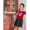 Arshiner 4th of July Shirt for Girl Patriotic American Flag Ruffle Short Sleeves Shirts Tops Tee Blouse(Usa Flag- Heart)