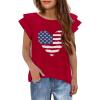 Arshiner 4th of July Shirt for Girl Patriotic American Flag Ruffle Short Sleeves Shirts Tops Tee Blouse(Usa Flag- Heart)