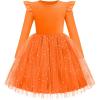 Arshiner Toddler Girls Tutu Dresses Long Sleeve Ruffle Fall Winter Holiday Star Sequin Tulle Dress 2-6Y(Orange)