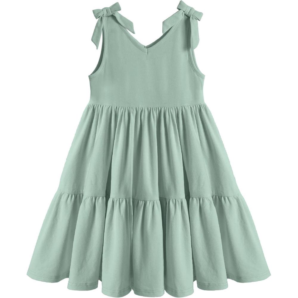 imageArshiner Toddler Girl Summer Dress Little Girls Casual Beach Party Bowknot Sling Sundress with Pocket 17tGreen