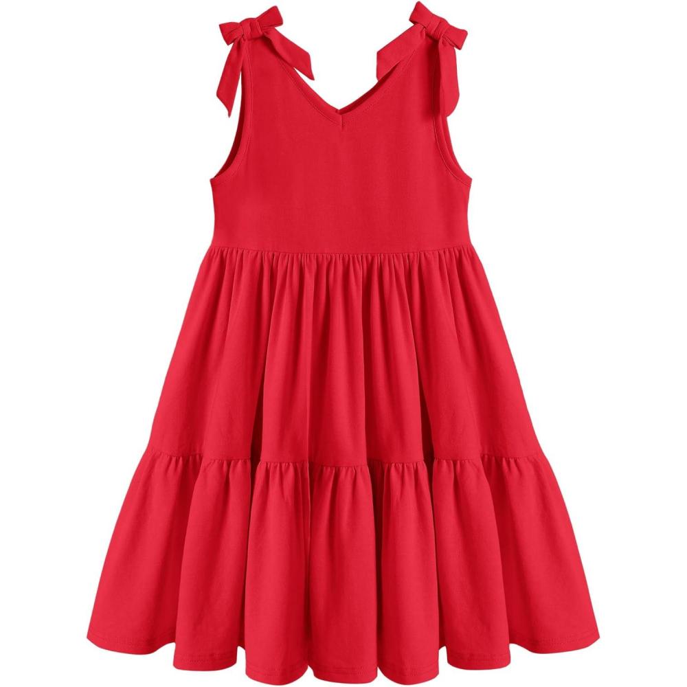 imageArshiner Toddler Girl Summer Dress Little Girls Casual Beach Party Bowknot Sling Sundress with Pocket 17tRed