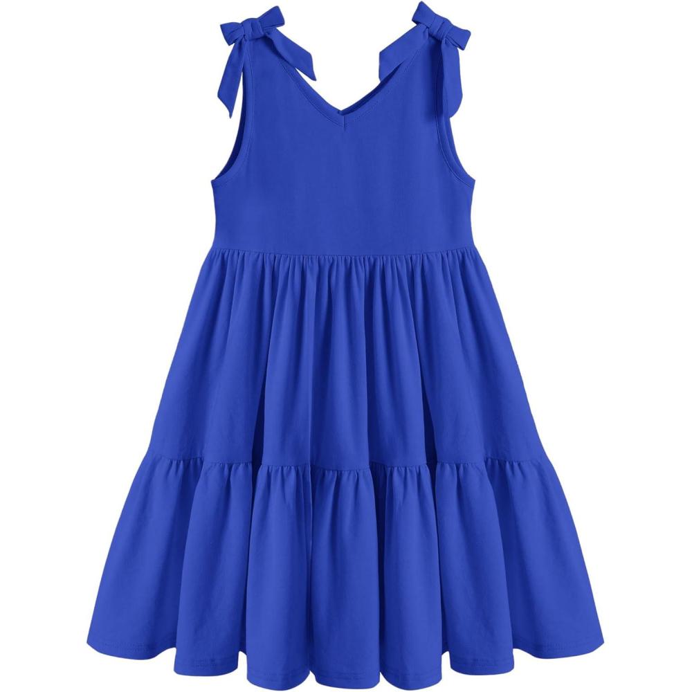 imageArshiner Toddler Girl Summer Dress Little Girls Casual Beach Party Bowknot Sling Sundress with Pocket 17tRoyal Blue