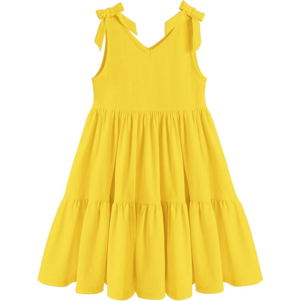 imageArshiner Toddler Girl Summer Dress Little Girls Casual Beach Party Bowknot Sling Sundress with Pocket 17tYellow
