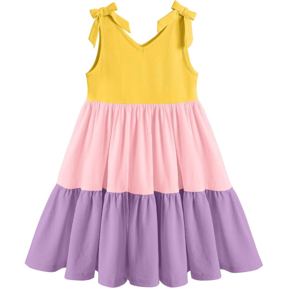 imageArshiner Toddler Girl Summer Dress Little Girls Casual Beach Party Bowknot Sling Sundress with Pocket 17tYellowpinkpurple