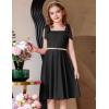 Arshiner Girls Summer Dress Tie Strap Sleeveless Solid Color Square Neck Party Dresses 6-11 Y(Black)