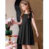 Arshiner Girls Summer Dress Tie Strap Sleeveless Solid Color Square Neck Party Dresses 6-11 Y(Black)