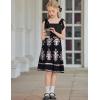 Arshiner Girls Summer Dress Tie Strap Sleeveless Solid Color Square Neck Party Dresses 6-11 Y(Flower on Black)