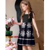 Arshiner Girls Summer Dress Tie Strap Sleeveless Solid Color Square Neck Party Dresses 6-11 Y(Flower on Black)
