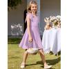 Arshiner Girls Summer Dress Tie Strap Sleeveless Solid Color Square Neck Party Dresses 6-11 Y(Lavender Purple)