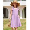 Arshiner Girls Summer Dress Tie Strap Sleeveless Solid Color Square Neck Party Dresses 6-11 Y(Lavender Purple)