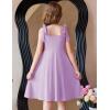 Arshiner Girls Summer Dress Tie Strap Sleeveless Solid Color Square Neck Party Dresses 6-11 Y(Lavender Purple)