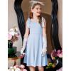 Arshiner Girls Summer Dress Tie Strap Sleeveless Solid Color Square Neck Party Dresses 6-11 Y(Light Blue)