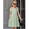 Arshiner Girls Summer Dress Tie Strap Sleeveless Solid Color Square Neck Party Dresses 6-11 Y(Light Green)