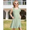 Arshiner Girls Summer Dress Tie Strap Sleeveless Solid Color Square Neck Party Dresses 6-11 Y(Light Green)