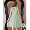 Arshiner Girls Summer Dress Tie Strap Sleeveless Solid Color Square Neck Party Dresses 6-11 Y(Light Green)
