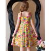 Arshiner Girls Summer Dress Tie Strap Sleeveless Solid Color Square Neck Party Dresses 6-11 Y(Orange Yellow Pink Flower)