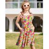 Arshiner Girls Summer Dress Tie Strap Sleeveless Solid Color Square Neck Party Dresses 6-11 Y(Orange Yellow Pink Flower)