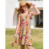 Arshiner Girls Summer Dress Tie Strap Sleeveless Solid Color Square Neck Party Dresses 6-11 Y(Orange Yellow Pink Flower)