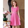 Arshiner Girls Summer Dress Tie Strap Sleeveless Solid Color Square Neck Party Dresses 6-11 Y(Peach Pink)