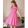 Arshiner Girls Summer Dress Tie Strap Sleeveless Solid Color Square Neck Party Dresses 6-11 Y(Peach Pink)