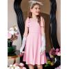 Arshiner Girls Summer Dress Tie Strap Sleeveless Solid Color Square Neck Party Dresses 6-11 Y(Pink)