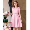Arshiner Girls Summer Dress Tie Strap Sleeveless Solid Color Square Neck Party Dresses 6-11 Y(Pink)