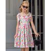 Arshiner Girls Summer Dress Tie Strap Sleeveless Solid Color Square Neck Party Dresses 6-11 Y(Purple Green Flower)