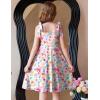 Arshiner Girls Summer Dress Tie Strap Sleeveless Solid Color Square Neck Party Dresses 6-11 Y(Purple Green Flower)