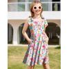Arshiner Girls Summer Dress Tie Strap Sleeveless Solid Color Square Neck Party Dresses 6-11 Y(Purple Green Flower)
