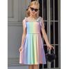 Arshiner Girls Summer Dress Tie Strap Sleeveless Solid Color Square Neck Party Dresses 6-11 Y(Rainbow)