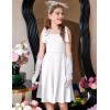 Arshiner Girls Summer Dress Tie Strap Sleeveless Solid Color Square Neck Party Dresses 6-11 Y(White)