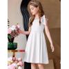 Arshiner Girls Summer Dress Tie Strap Sleeveless Solid Color Square Neck Party Dresses 6-11 Y(White)