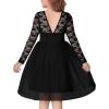Arshiner Flower Girl Dress V Back Lace Long Sleeve Tulle Special Occasion Wedding Party Dresses(Black)